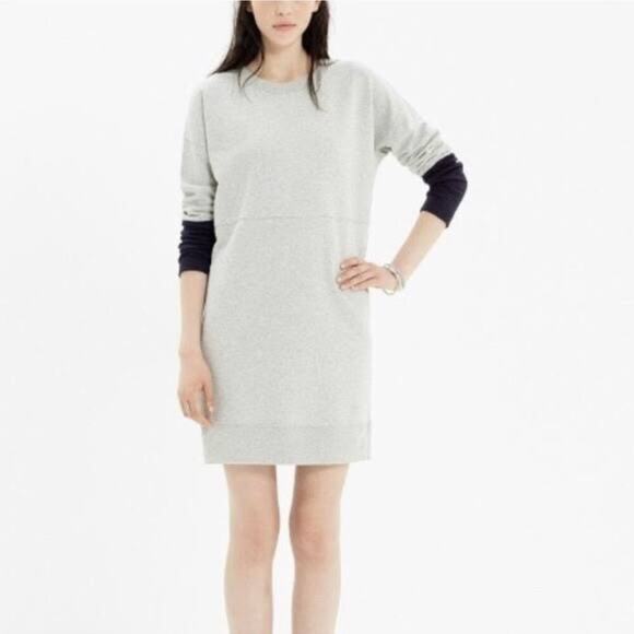 Madewell Oversize Jumpstart Sweater Sleeve Dress Knit Gray & Navy - Picture 1 of 12